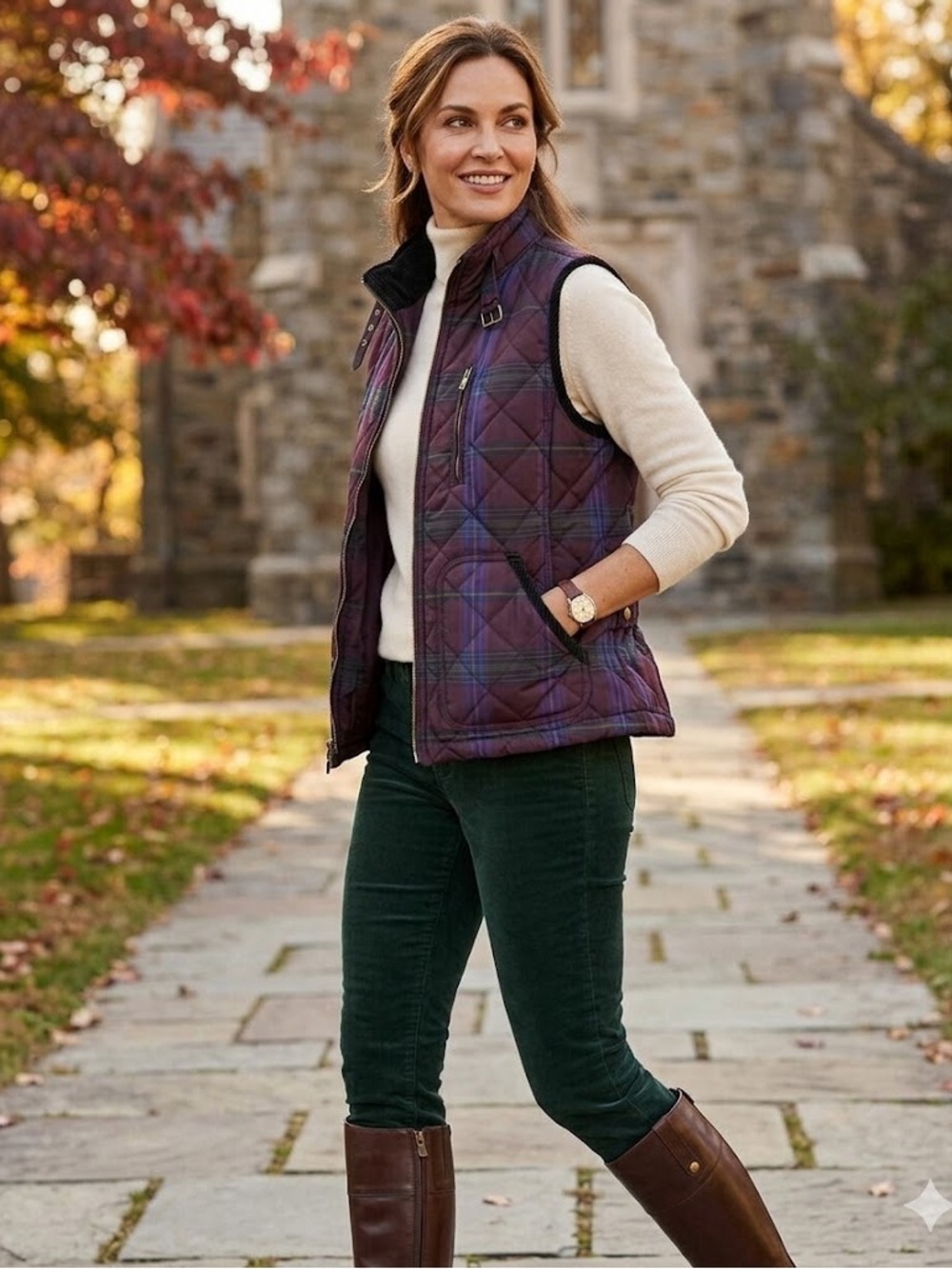 Vintage Old Money Y2K Ralph Lauren Corduroy Plaid Vest – Size L Classic RARE